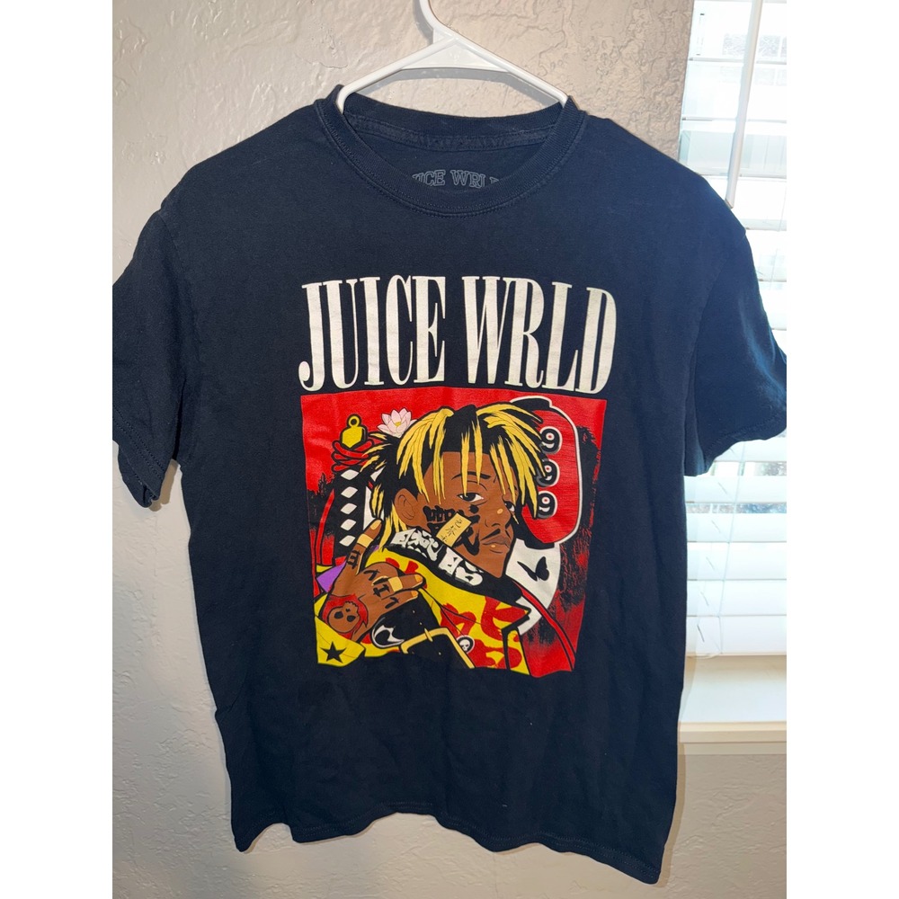 Juice WRLD 999 Club Graphic Tee Black Mens Small Anime Portrait Hip Hop T-Shirt